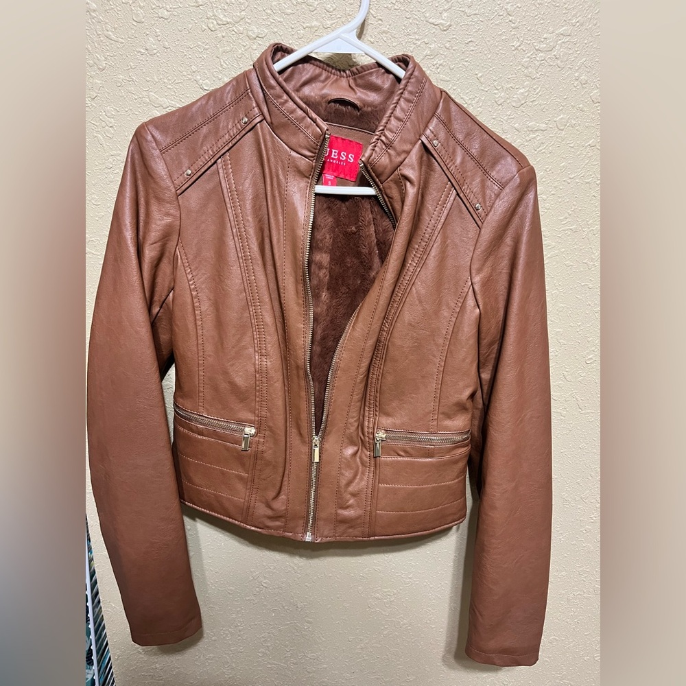 Guess Women's Tan Pleather Jacket